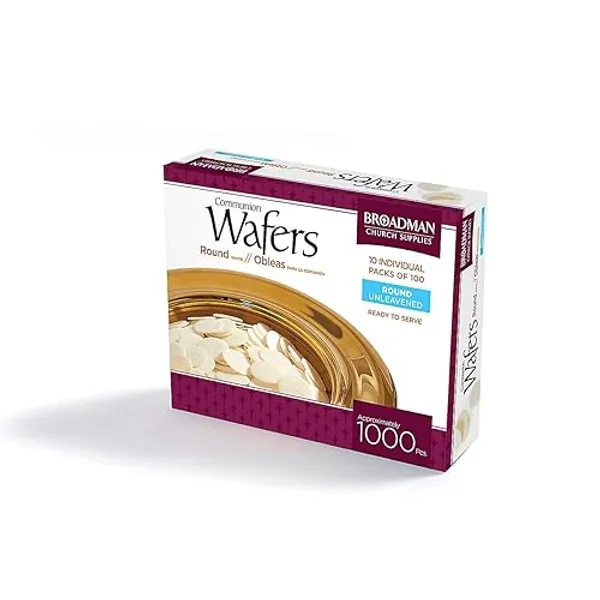 Broadman Church Supplies Communion Wafer, Round with Cross Design, 1,000 Count