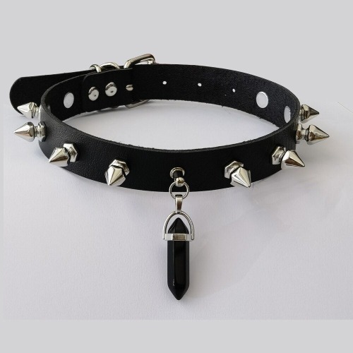 Crystal Spike Choker - black
