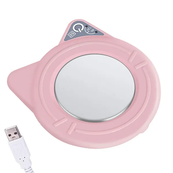 USB Coffee Mug Warmer, Coffee Cup Warmer for Desk Electric Cup Warmer Plate Tea Milk Candle, Beverage Warmer Heated Plate for Office Home Use and Best Gift for Coffee Lovers(Up to 131F/55C) (Pink) - Pink