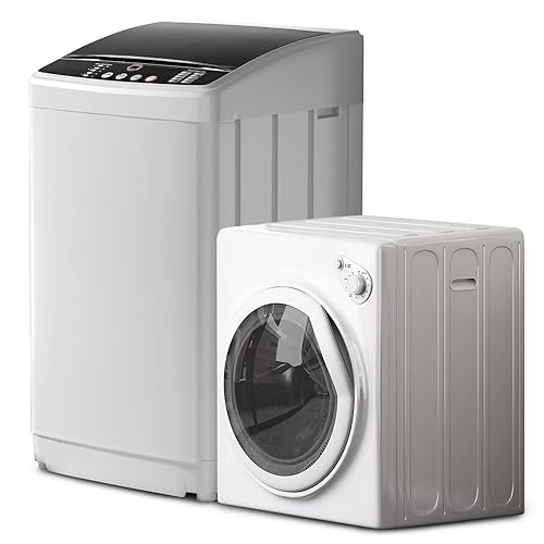 TABU Portable Washer and Dryer Combo Set,19LBS Compact Full-Automatic Washing Machine with Drain Pump & 13LBS Compact Dryer with Stainless Steel Inner Tub,White - White