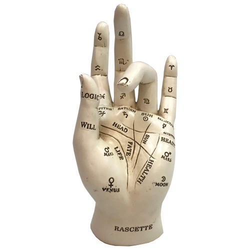 Nemesis Now Palmistry Chriomancy Fortune Telling Hand Figurin, Polyresin, Vit