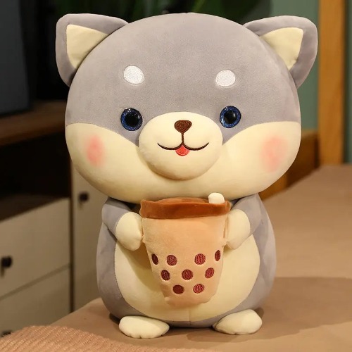 Cute Cat Bubble Tea Boba Plush Toy (8in/20cm) - Gray