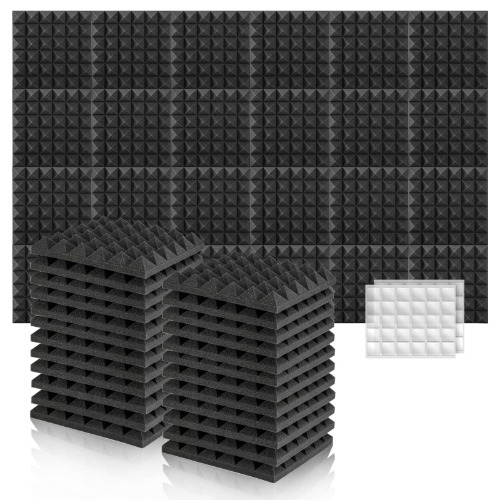 Sound Proof Foam Panels, 24 Pack Acoustic Panels, 2" X 12" X 12", Upgraded Sound Insulation Panels, High Density, Sound Absorbing for Studio, Office, Home, Pyramid Type - 24 Pack