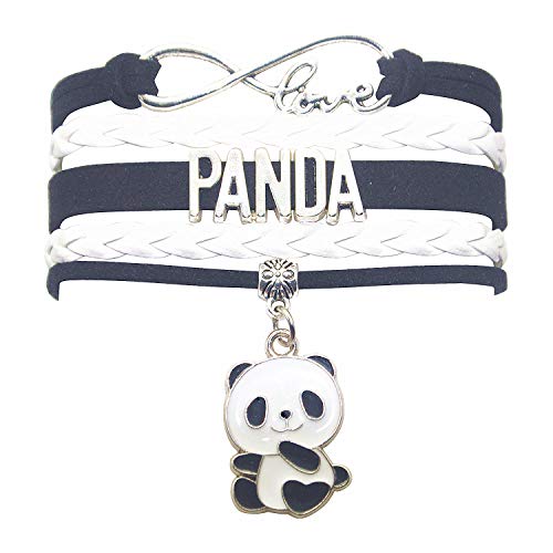 HCChanshi Panda Bracelet Jewelry Bear - Cute Infinity Love Panda Charm Bracelet Gifts For Girls, Women, Men, Boys - Black and White