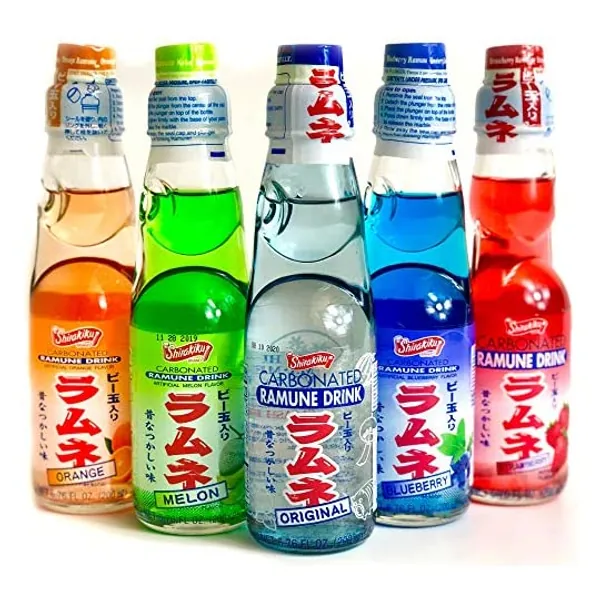 
                            Ramune Japanese Soda Variety Pack - Shirakiku Multiple Flavors - Japanese Drink Gift Box (5 Count)
                        