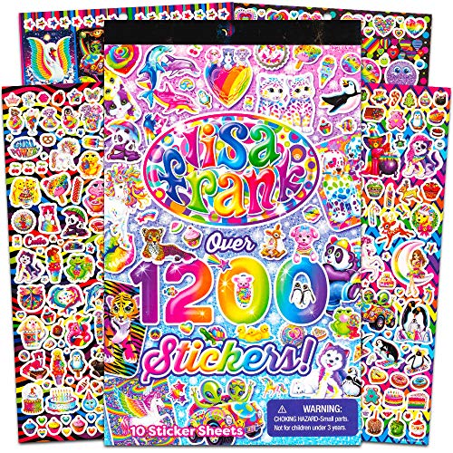 Lisa Frank 1200 Stickers Tablet Book 10 Pages of Collectible Stickers Crafts Scrapbooking - Over 1200 Stickers