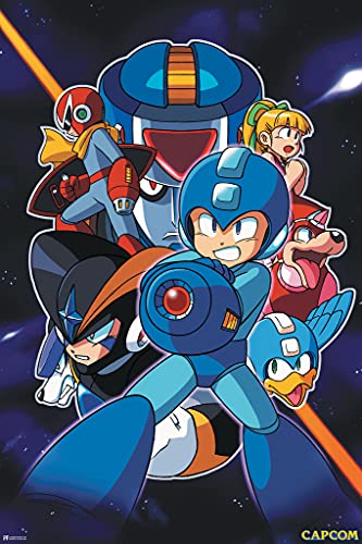 Mega Man Space Background Video Game Video Gamer Classic Retro Vintage 90s Gaming MegaMan Capcom Legacy Collection Megaman 11 Mega Man X Dr Wily Cool Wall Decor Art Print Poster 12x18 - Poster - 12x18