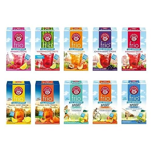 Teekanne frio 10er Pack - mit allen neuen Sorten | Kaltaufguss | Sommertee (10 x 18 Teebeutel)