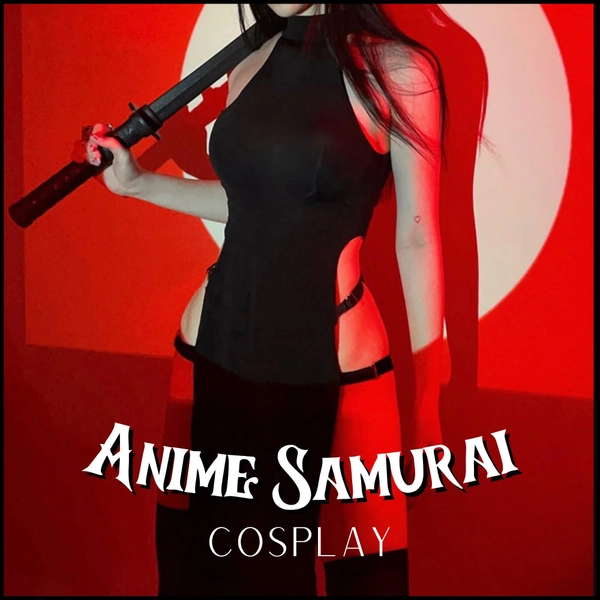 Anime Samurai Costume Cosplay Sleeveless Solid High Waist Dress Women Warrior Role Play Outfits Bodycon Hero Halloween Costume