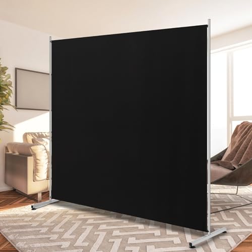 RANTILA Single Large Panel Room Divider, Privacy Screen for Office, Partition Separators, Freestanding Divider 71''W x 71''H, Black - Black - 1 Large Panel