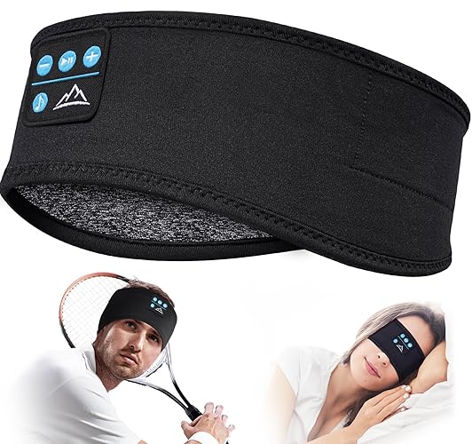 Auriculares para Dormir Regalos Originales para Hombre Mujer: Amigo Invisible Regalos Antifaz para Dormir Auriculares para Dormir con Ultrafinos HD Estéreo Altavoces, Orejeras Antiruido para Dormir - Negro