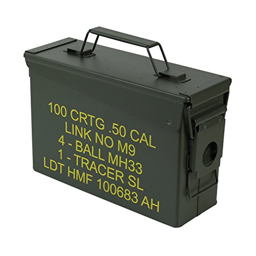 HMF 70010 Caja de Munición, US Ammo Box, Caja de Metal, 27,5 x 17,5 x 9,5 cm, verde - 27,5 x 17,5 x 9,5 cm