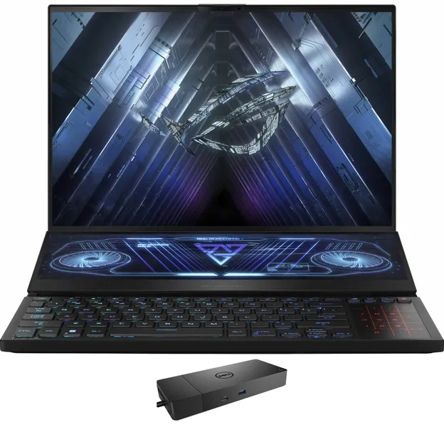 ASUS ROG Zephyrus Duo 16 Gaming & Entertainment Laptop (AMD Ryzen 9 6900HX 8-Core, 32GB DDR5 4800MHz RAM, 2x4TB PCIe SSD RAID 1 (4TB), GeForce RTX 3070 Ti, 16.0" Win 11 Pro) with WD19S 180W Dock - 32GB RAM|2x4TB SSD Win11Pro