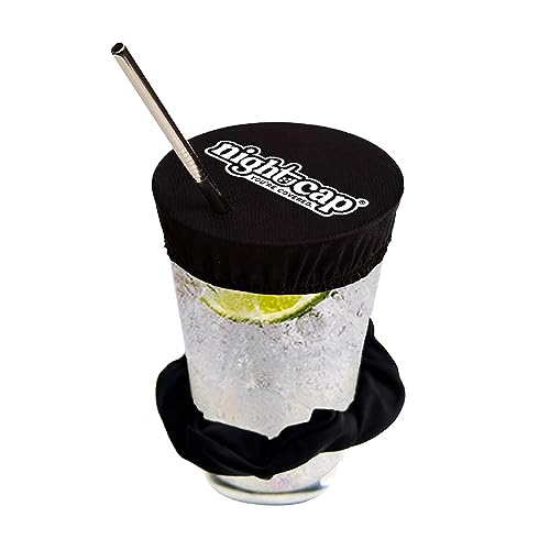 Nightcap The Original Drink Cover Scrunchie – As Seen On Shark Tank And TikTok - Reusable - Wear On Wrist Or In Hair, Prevent Drink Spiking - Sanitary Pocket Keeps Cover Clean – Black - 1 Pack - Black