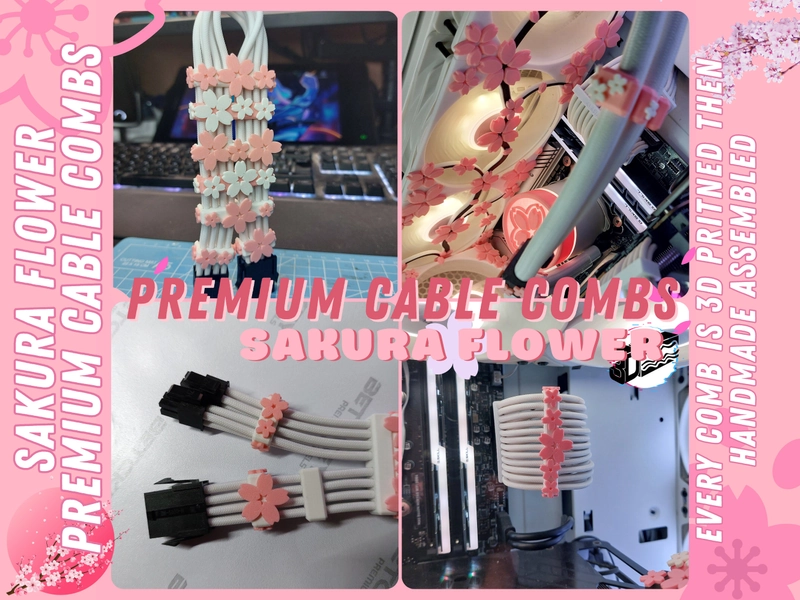 Sakura themed premium cable combs customizable design
