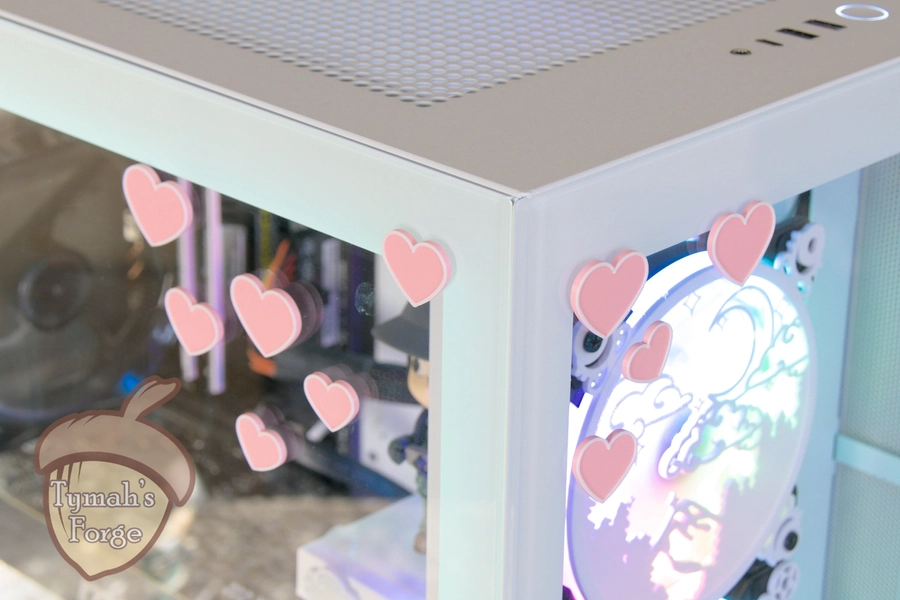 Stick-on Plates | Pink Hearts | Decorative Stick-on Plates to Accessorize and Decorate your Gaming PC and Setup