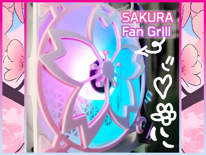 Sakura Cherry Blossom V2 - 120mm, 140mm - Fan Shroud / Cover / Grill - Custom 3D Printed - Gaming PC Accessory - Kawaii Setup - Dual Color