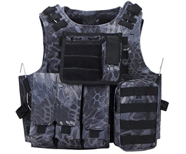 Invenko Trainning Tactical Airsoft Paintball Combat Swat Assault Army Shooting Hunting Outdoor Molle Police Vest - Black Python
