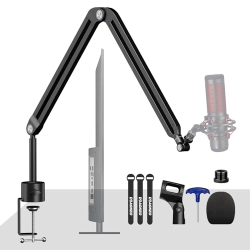 Microphone Arm,Aokeo AK-45 Adjustable Compact Mic Suspension Boom Scissor Arm Stand For Blue Yeti,Snowball iCE, HyperX QuadCast,SoloCast,Elgato Wave,Etc
