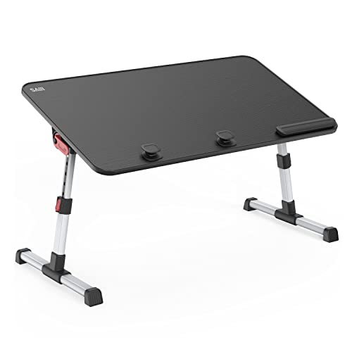 SAIJI Laptop Bed Tray Table, Adjustable Home Office Standing Desk Portable Lightweight Foldable Lap Desk for Sofa Couch Floor Working Studying Reading Writing Eating,Fit Up to 17" Laptop(Large，Black) - Black - 23.6 x 12.9 x 0.4 inches