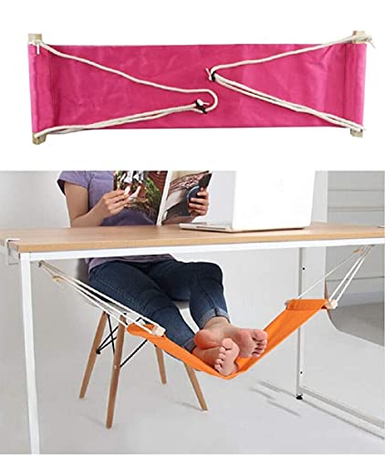 Home-organizer Tech Portable Adjustable Foot Hammock for Corner Desk Office Foot Rest Mini Under Desk Foot Rest Hammock for Home, Office, Airplane, Travel, Study and Relaxing (Pink) - Pink
