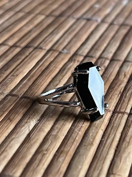 Coffin Ring, Black Coffin Ring, Goth Ring, Black Onyx Jewelry, Vampire Ring, Witch, Gothic, Onyx Ring, Onyx Gemstone