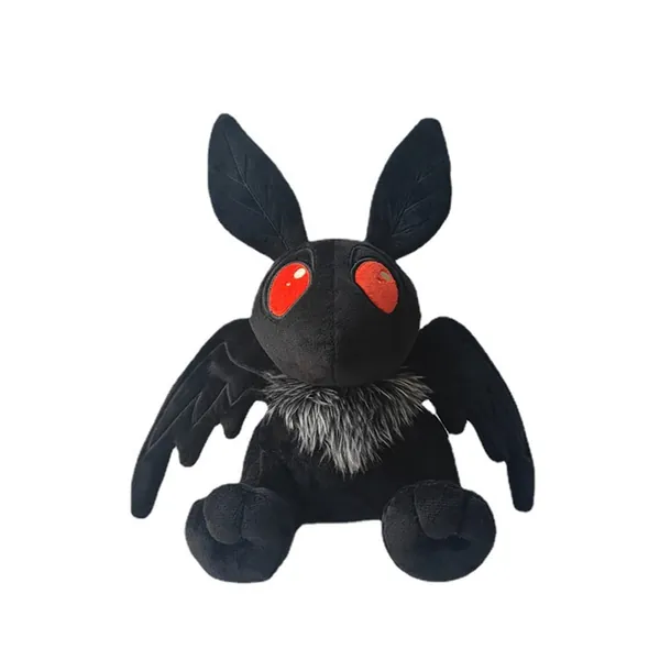 Cartoon Mothman Plushie, Horror Game Mothman Plushies with Red Eyes, Cute Anime Character Plush Figure Toy, Soft Bat Stuffed Animal Throw Pillow Birthday Gift Easter Halloween Decor for Fans Kids