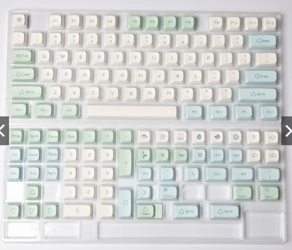133 Key Ice Mint Keycap XDA Profile Minimalist PBT Dye Sub Mechanical Keyboard Keycap