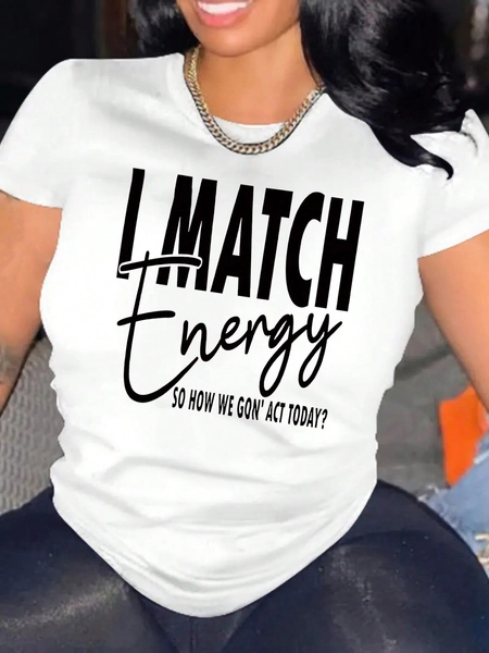 Slogan Graphic Round Neck Tee