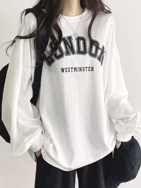 DAZY Kpop Letter Graphic Drop Shoulder Oversized Tee