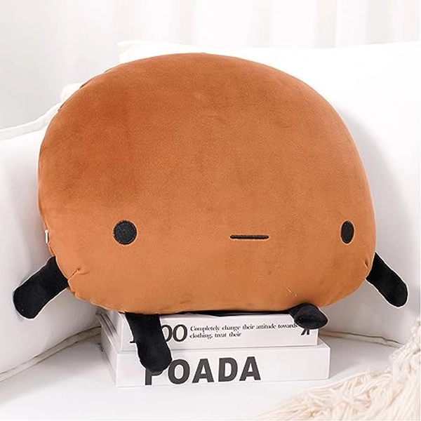 Fyunmgo 13.7" Potato Plush Toy Potato Plush Pillow Kawaii Stuffed Potato Toy Food Shaped Comfort Plush Stuffed Cartoon Pillow Plushie Room Decor, Birthday Gift for Boys Girls (Brown-Dark) - Brown-dark