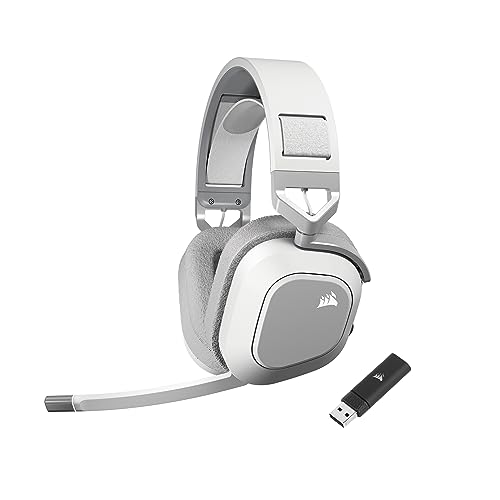Corsair HS80 MAX Wireless Multiplatform Gaming Headset with Bluetooth - Dolby Atmos - Broadcast Quality Microphone - iCUE Compatible - PC, Mac, PS5, PS4, Mobile - White - Wireless with Bluetooth - White