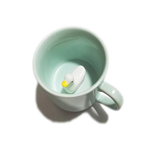 ZaH 3D Coffee Mug Cute Animal Inside Cup Cartoon Ceramics Figurine Teacup for Boys Girls Kids - Party Office Morning Mugs for Tea Juice Milk Chocolate Cappuccino (8 oz Duck) - Duck
