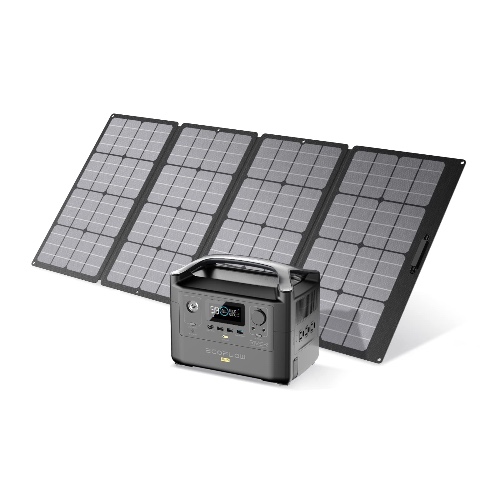 EF ECOFLOW Solar Generator RIVER Pro, 720Wh Portable Power Station with 160W Solar Panel, Power Multiple Devices, Recharge 0-80% Within 1 Hour, for Camping, RV, Outdoors, Off-Grid - RIVER Pro+160W Solar Panel