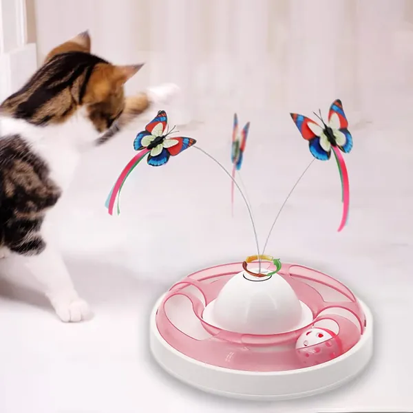 Cat Toys for Indoor Cats Interactive, Interactive Cat Toy, Electric Butterfly Cat Toy with Roller Tracks Ball, Kitten Exercise Toys for 360° Rotating, Cats & Puggy Gifts