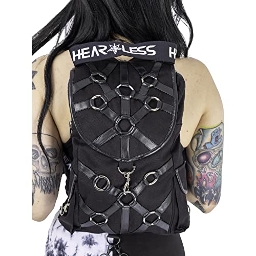 Wild Star Hearts Heartless Morality Bag Gothic Occult Black Mini Backpack with Faux Leather Straps