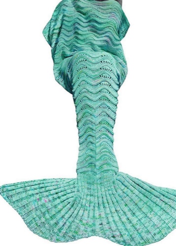 Jiaweixiang Gifts for Women, Mermaid Tail Blanket, Gifts for Her, Handmade Crochet Knitted Wave Pattern Blanket, Christmas Birthdays Valentines Gifts for Girlfriend Daughter Wife Mum
