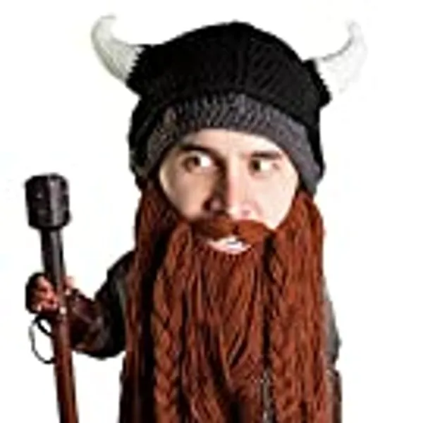 Beard Head Viking Pillager - Original Handmade Knit Helmet and Removable Beard