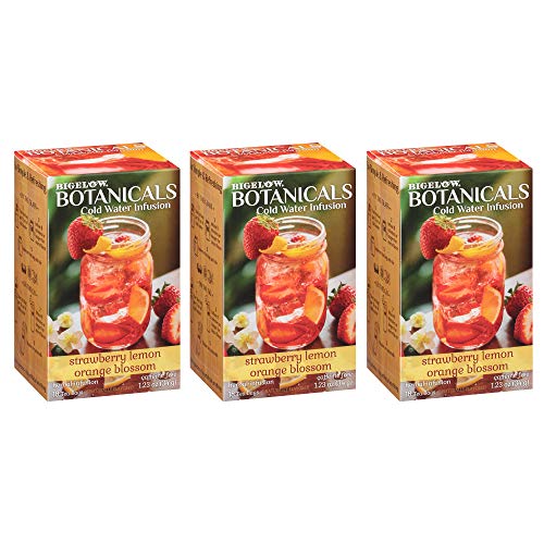 Bigelow Botanicals Cold Water Infusion Strawberry Lemon Orange Blossom Tea Bags 18 Count Box (Pack of 3), Herbal Infusion, Caffeine Free, 54 Tea Bags Total - Strawberry Lemon Orange Blossom - 1 Count (Pack of 54)