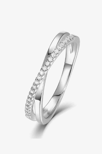 Adored Moissanite Crisscross 925 Sterling Silver Ring - Silver / 9