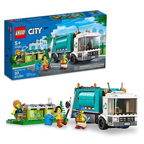 LEGO City Recycling Truck, Toy Vehicle Set with 3 Sorting Bins, Gift Idea for Kids 5 Plus Years Old, Educational Sustainable Living Series, 60386 - Multicolor