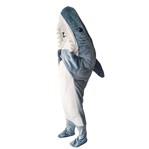 YemaYfly Cosplay Animal Shark Costume Shark Sleeping Bag Shark Onesie Pajamas Four Sizes for Heights 4' to 6'9" Shark Lovers - White - Large