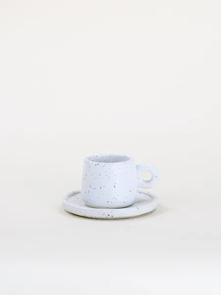 Edgewater Collection Espresso Cup and Saucer | White Speckled