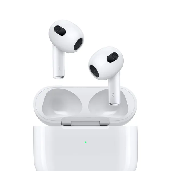 Apple AirPods (3rd Generation) Wireless Earbuds with Lightning Charging Case. Spatial Audio, Sweat and Water Resistant, Up to 30 Hours of Battery Life. Bluetooth Headphones for iPhone - Wired Charging Case