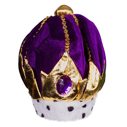 Windy City Novelties - Purple Velvet Royal King Hat | Mardi Gras Party Supplies Crown Toy for Kids & Adults Costume Accessory Cosplay Party Pary Favors King Costume