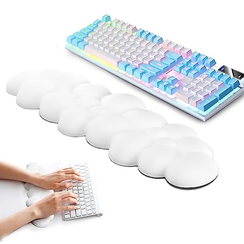 DHUJBFF Keyboard Wrist Rest, Memory Foam Wrist Rest for Computer Keyboard, Ergonomic Palm Rest, Wrist Support for Keyboard Cloud Wrist Rest, Mouse Pad Wrist Support - Laptop, and Computer Use (White) - Large - White - Wrist Rest