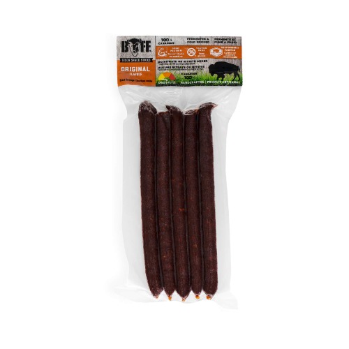 Buff Bison Meat Sticks, Canadian-Raised, Grass-Fed Protein Snack, 5 Sticks Per Pack, 125 Grams - Original