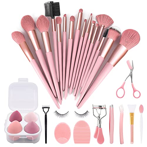 Makeup Brushes 30 Pcs Makeup Kit,Foundation Brush Eyeshadow Brush Make up Brushes Set (Pink, 30 Piece Set) - 30 Piece Set - Pink