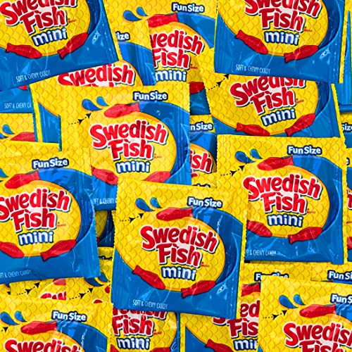 SWEDISH FISH Mini Soft and Chewy Candy Fun Size, Individually Wrapped Packs, 125 Count Bulk - Lemon - 1 Count (Pack of 125)