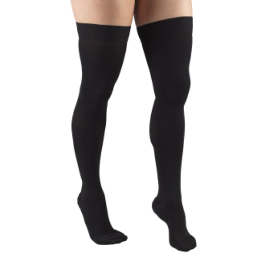 Truform 20-30 mmHg Compression Stockings for Men and Women, Thigh High Length, Dot Top, Closed Toe, Black, Medium - Medium (1 Pair) - Black